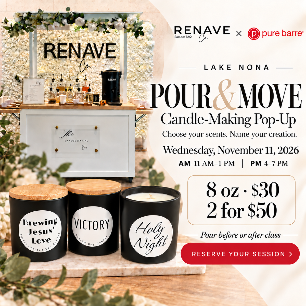Pour & Move | Candle-Making Pop-Up at Pure Barre Lake Nona